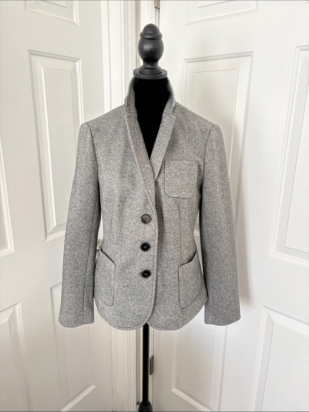 Talbots Heather Gray Wool-Blend Notch Collar Blazer